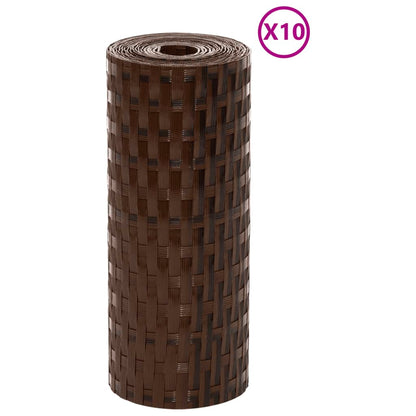 vidaXL Brise-vues de balcon 10 pcs Marron Noir 255x19 cm Résine tressée