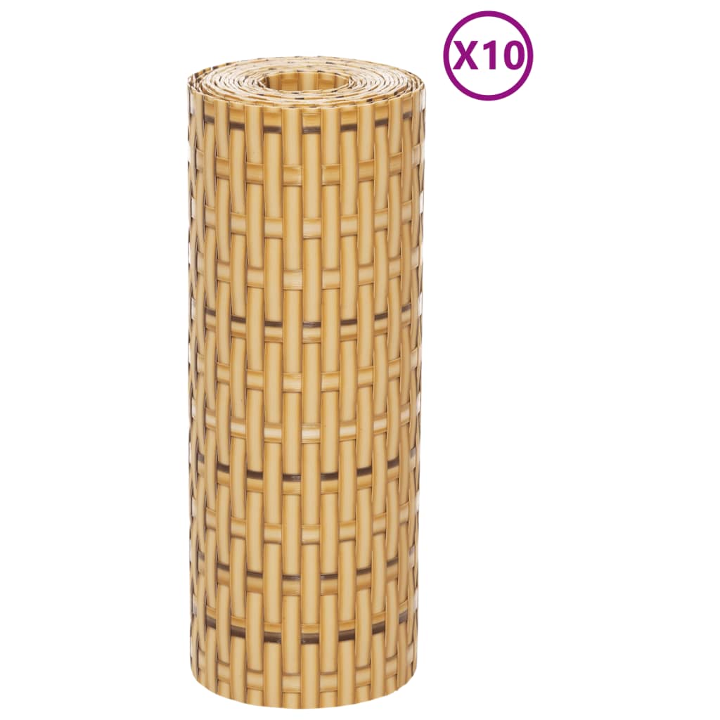 vidaXL Brise-vues de balcon 10 pcs Marron clair 255x19 cm Poly rotin