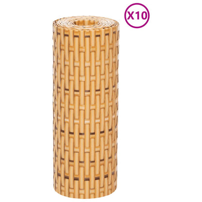 vidaXL Brise-vues de balcon 10 pcs Marron clair 255x19 cm Poly rotin