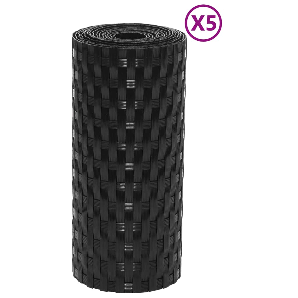 vidaXL Pare-vues de balcon 5 pcs Noir 255x19 cm Résine tressée