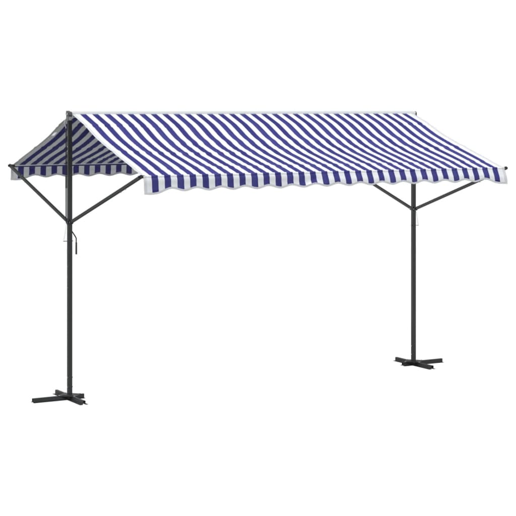 vidaXL Freistehende Markise Blau und Weiß 400x300 cm Stoff und Stahl