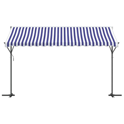 vidaXL Freistehende Markise Blau und Weiß 400x300 cm Stoff und Stahl