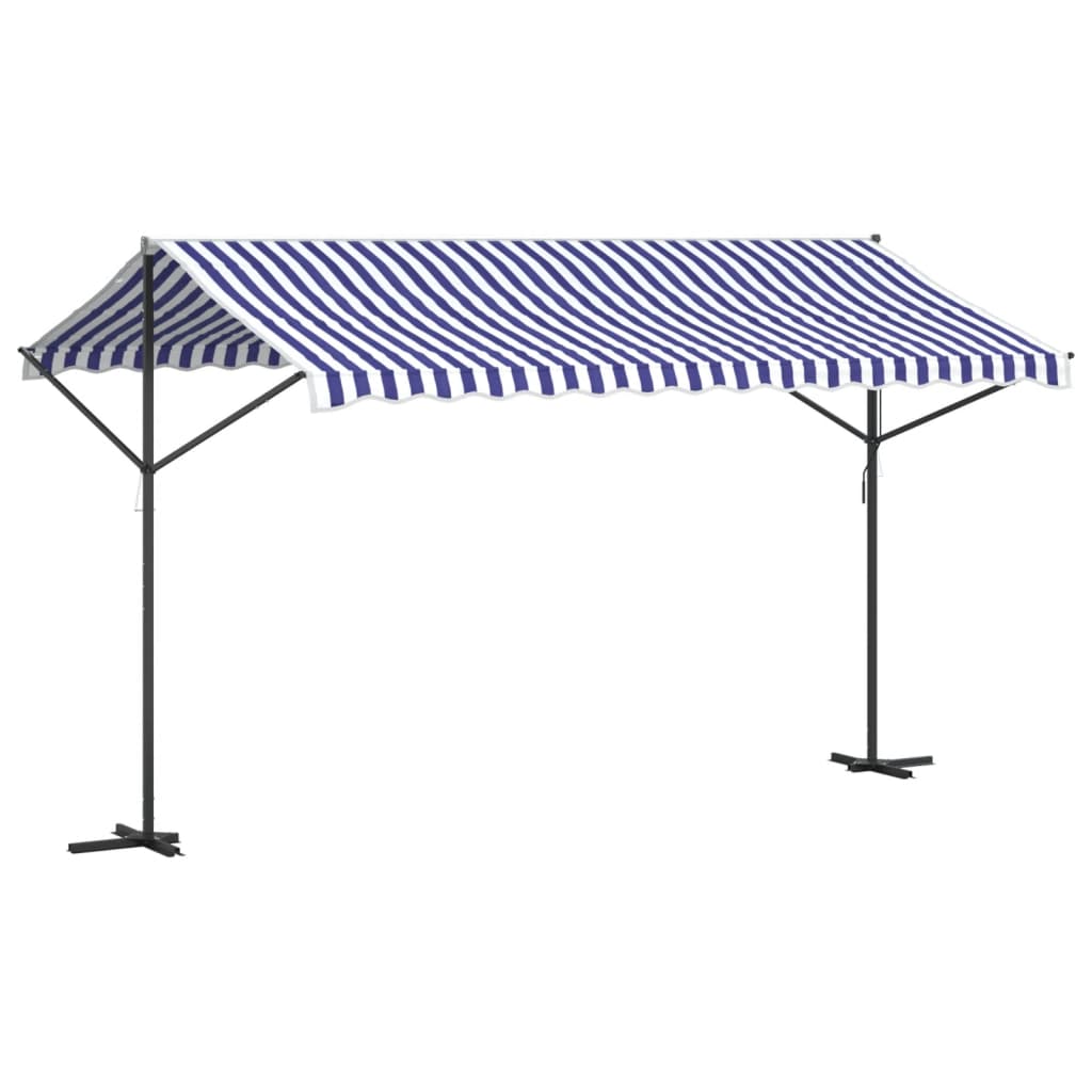 vidaXL Freistehende Markise Blau und Weiß 400x300 cm Stoff und Stahl