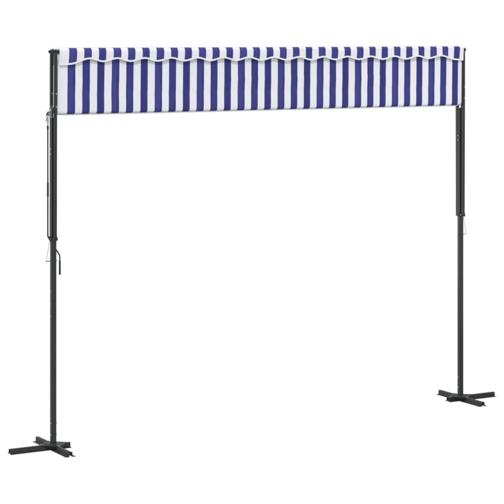 vidaXL Freistehende Markise Blau und Weiß 400x300 cm Stoff und Stahl