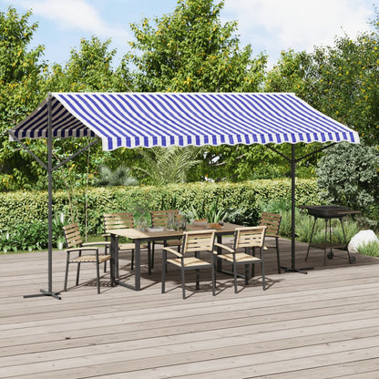 vidaXL Freistehende Markise Blau und Weiß 400x300 cm Stoff und Stahl