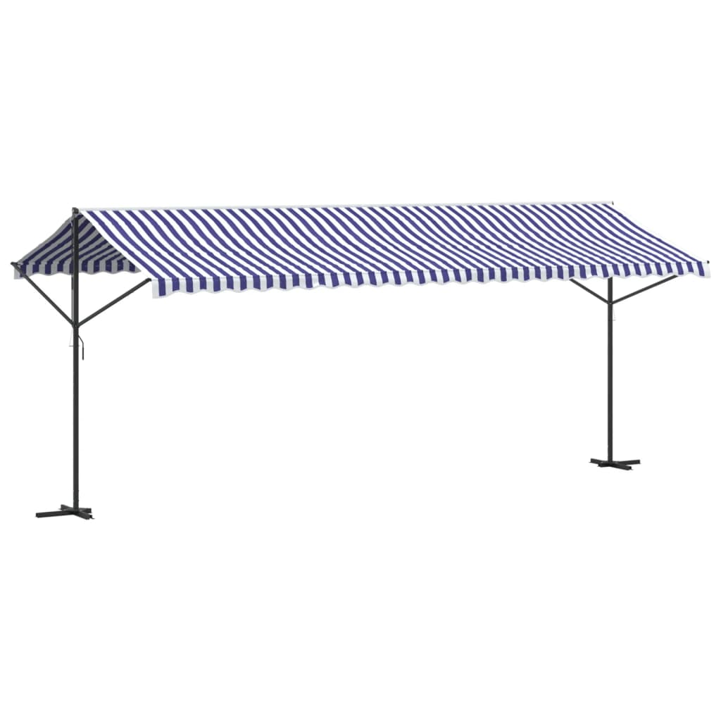 vidaXL Auvent autoportant bleu et blanc 600x300 cm tissu et acier