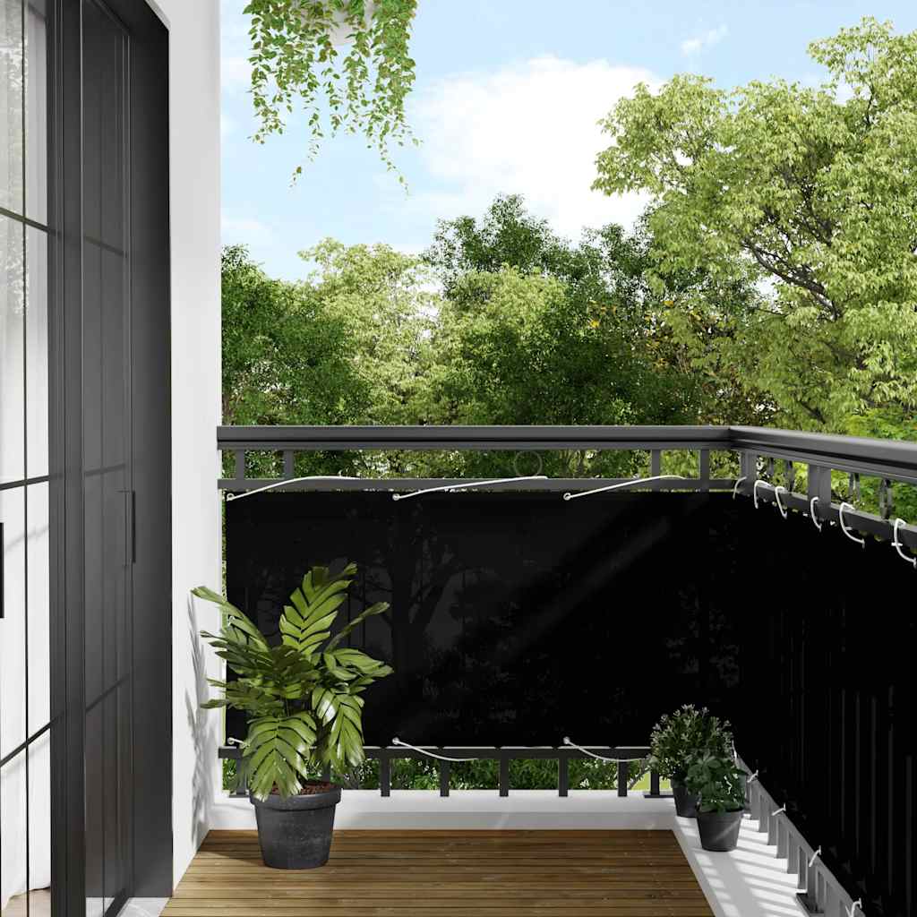 vidaXL Balkon-Sichtschutz Schwarz 75x800 cm 100 % Polyester-Oxford