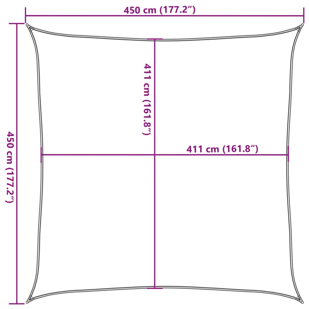 vidaXL Sonnensegel Hellgrau 4,5x4,5 m 100% Polyester Oxford