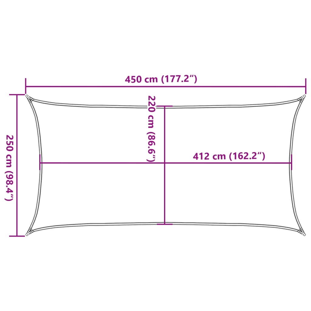 vidaXL Sonnensegel Hellgrau 4,5x2,5 m 100% Polyester Oxford