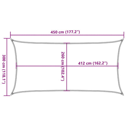 vidaXL Sonnensegel Hellgrau 4,5x3 m 100% Polyester Oxford