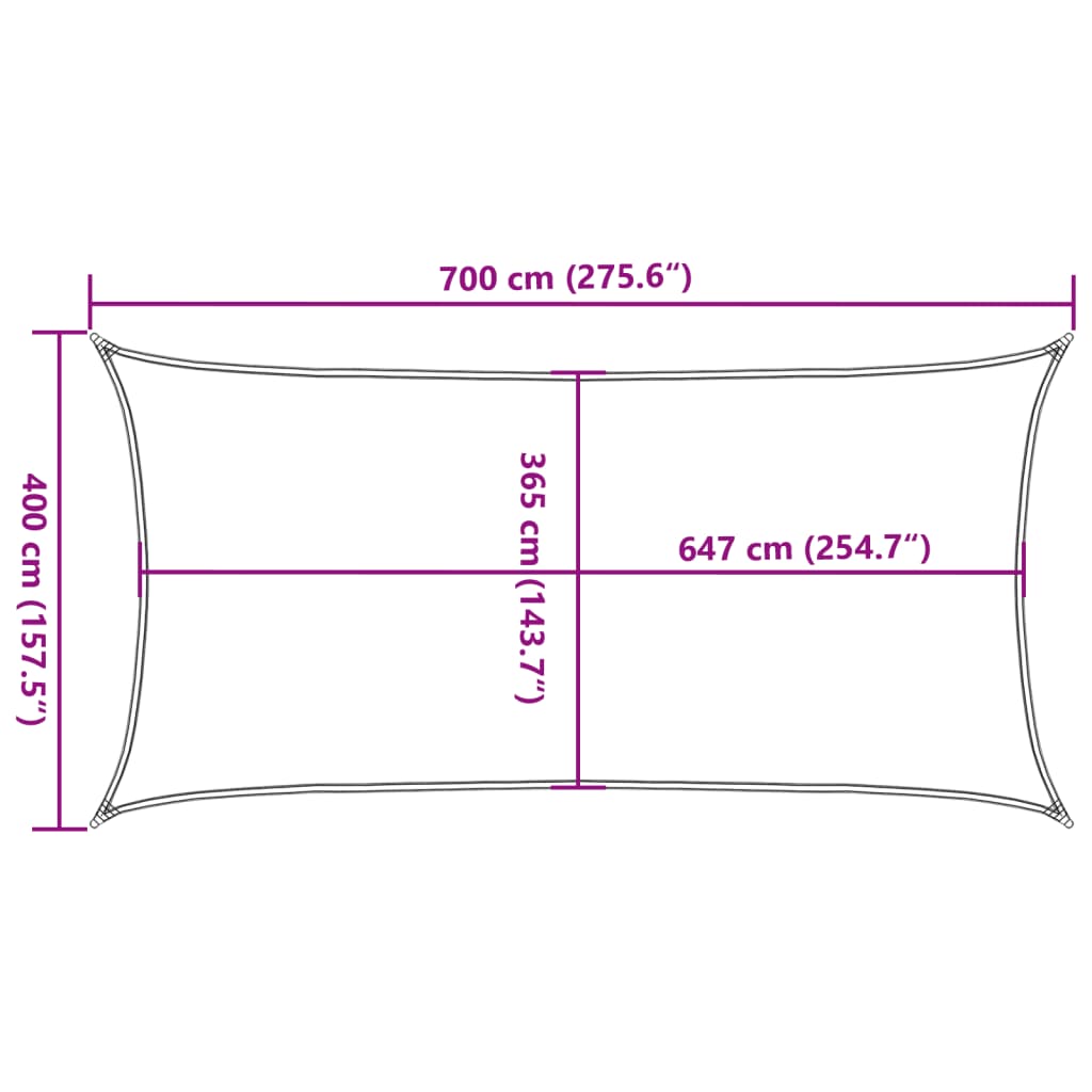 vidaXL Sonnensegel Hellgrau 7x4 m 100% Polyester Oxford
