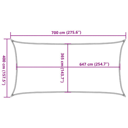 vidaXL Sonnensegel Hellgrau 7x4 m 100% Polyester Oxford
