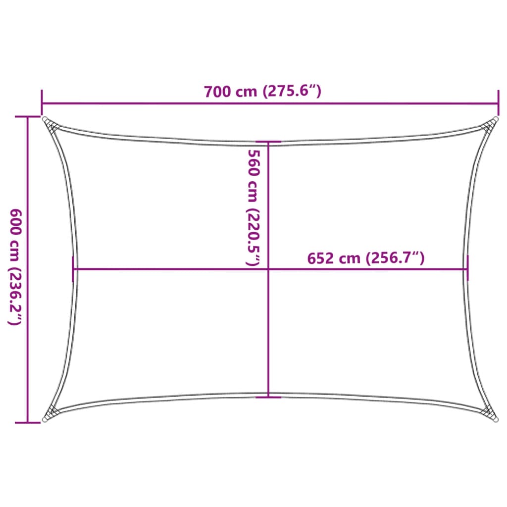 vidaXL Sonnensegel Hellgrau 7x6 m 100% Polyester Oxford