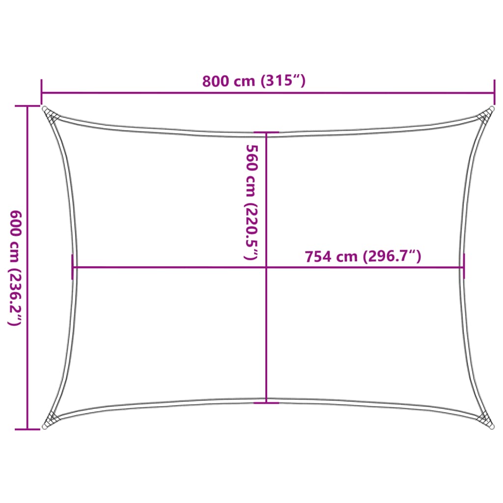 vidaXL Sonnensegel Hellgrau 8x6 m 100% Polyester Oxford