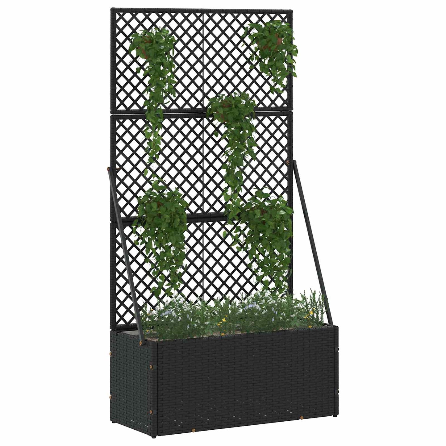 vidaXL Garten-Pflanzgefäß Schwarz 70 x 30 x 135 cm Metall