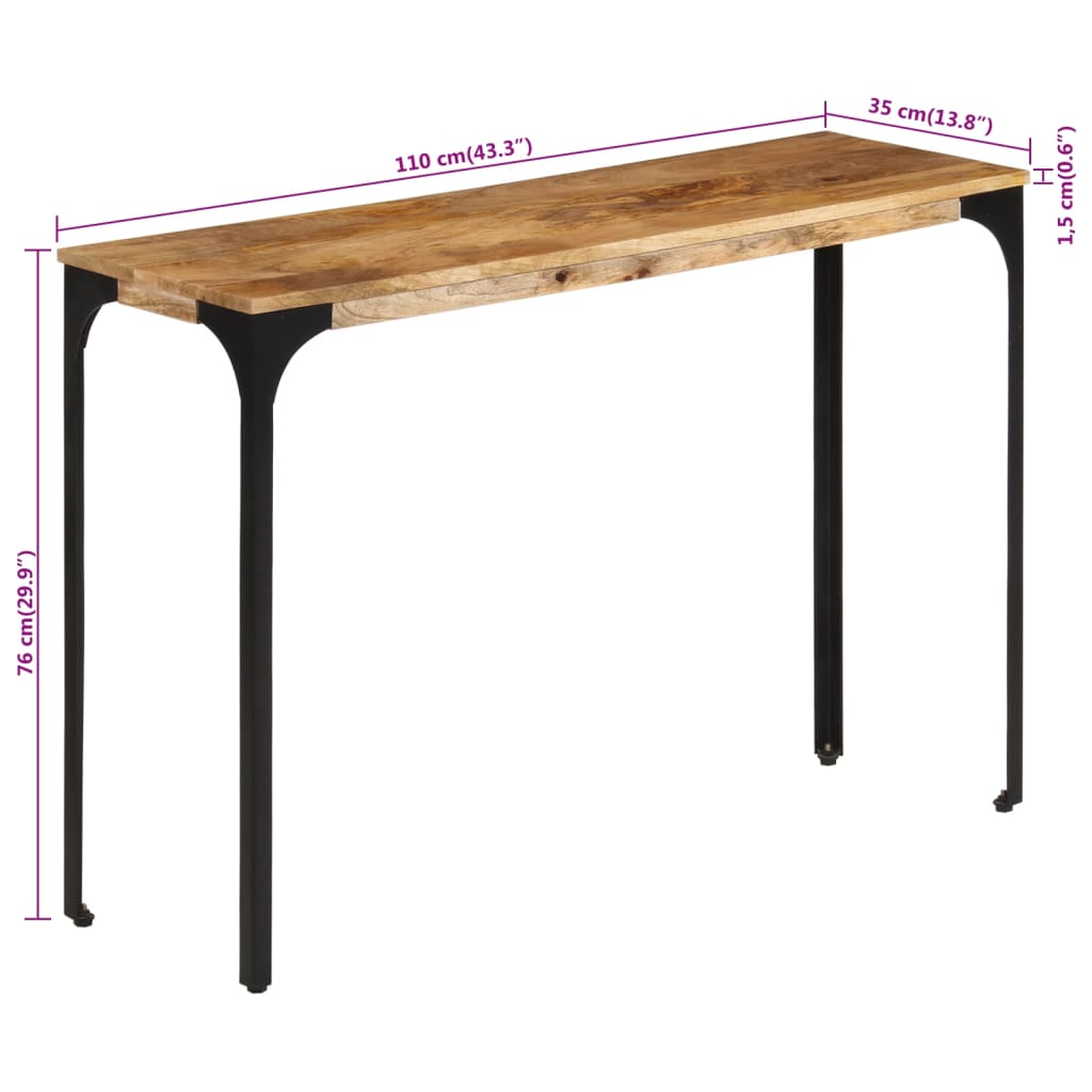 vidaXL Konsolentisch Braun 110x35x76 cm Massivholz Mango und Eisen