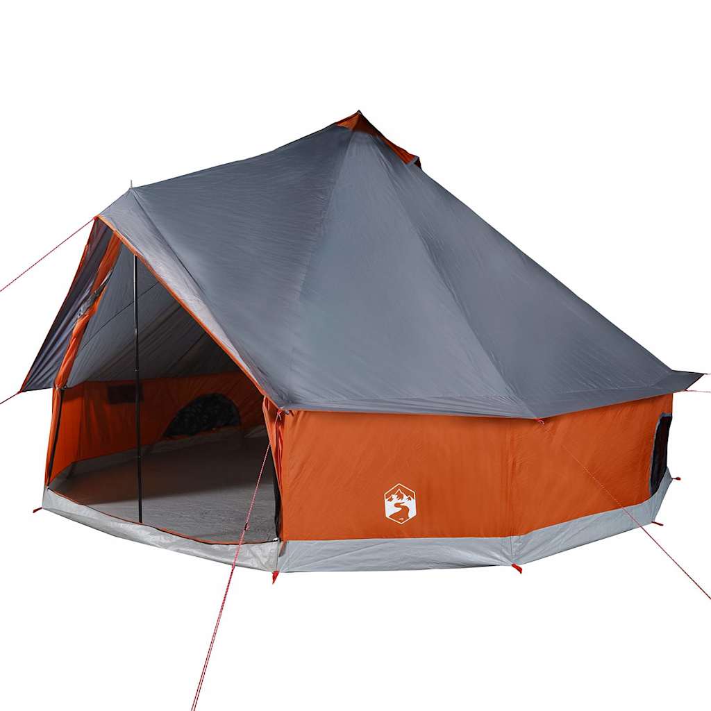vidaXL Tente tipi familiale 12 personnes Gris et orange Imperméable