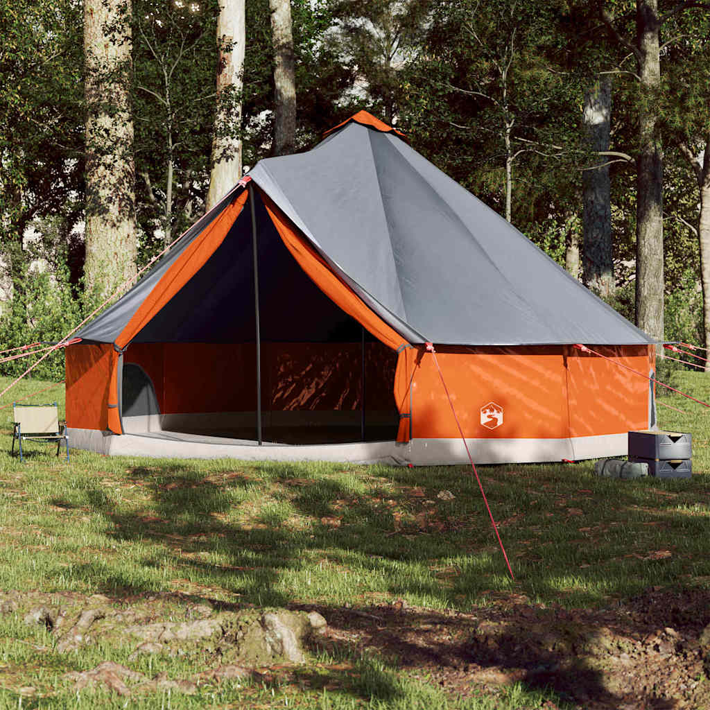 vidaXL Tente tipi familiale 12 personnes Gris et orange Imperméable