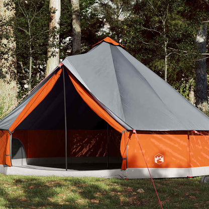 vidaXL Tente tipi familiale 12 personnes Gris et orange Imperméable
