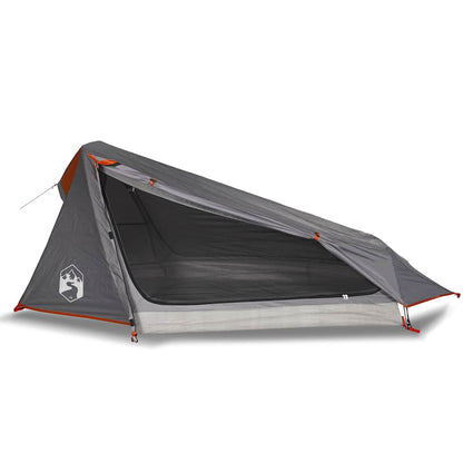 vidaXL Tunnelzelt 1 Person Grau und Orange Wasserdicht