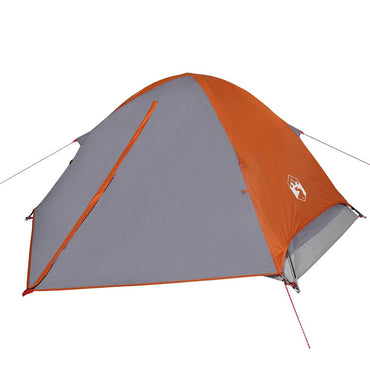 vidaXL Kuppel-Campingzelt 4 Personen Grau und Orange Wasserdicht
