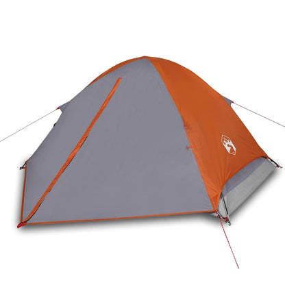 vidaXL Kuppel-Campingzelt 4 Personen Grau und Orange Wasserdicht