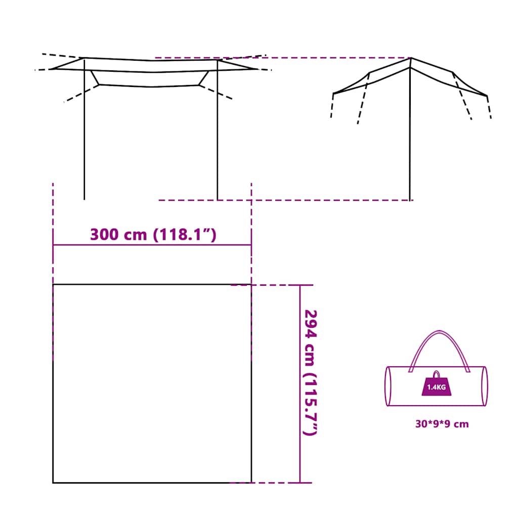 vidaXL Tarp Grau und Orange 300x294 cm Wasserdicht