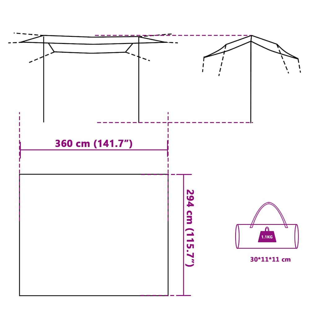 vidaXL Tarp Grau und Orange 360x294 cm Wasserdicht