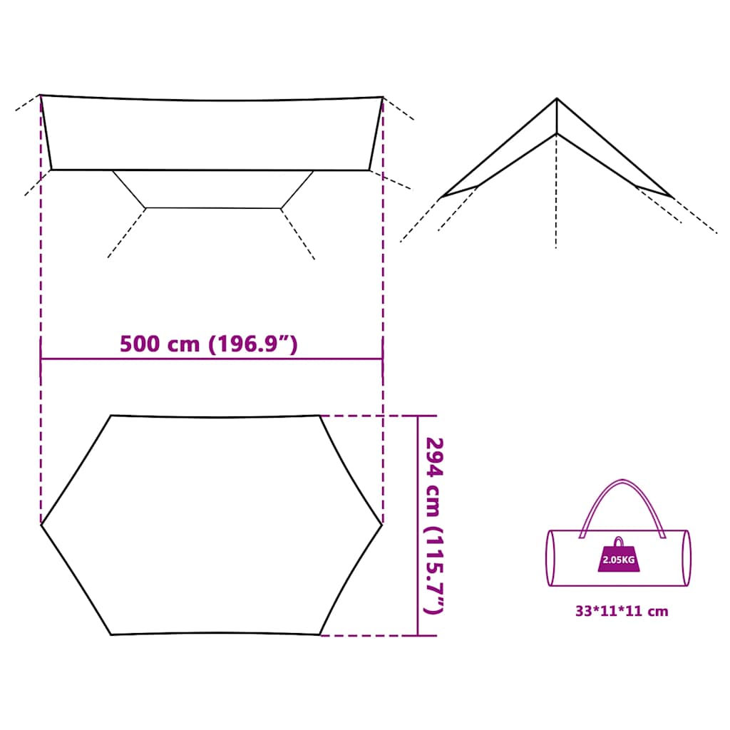vidaXL Tarp Grün 500x294 cm Wasserdicht