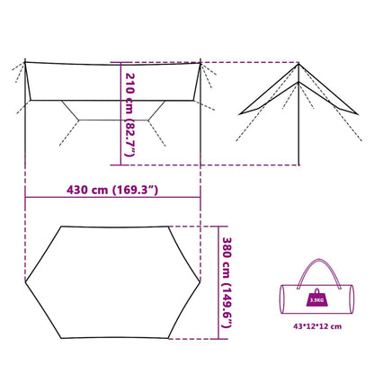 vidaXL Tarp Blau 430x380x210 cm Wasserdicht