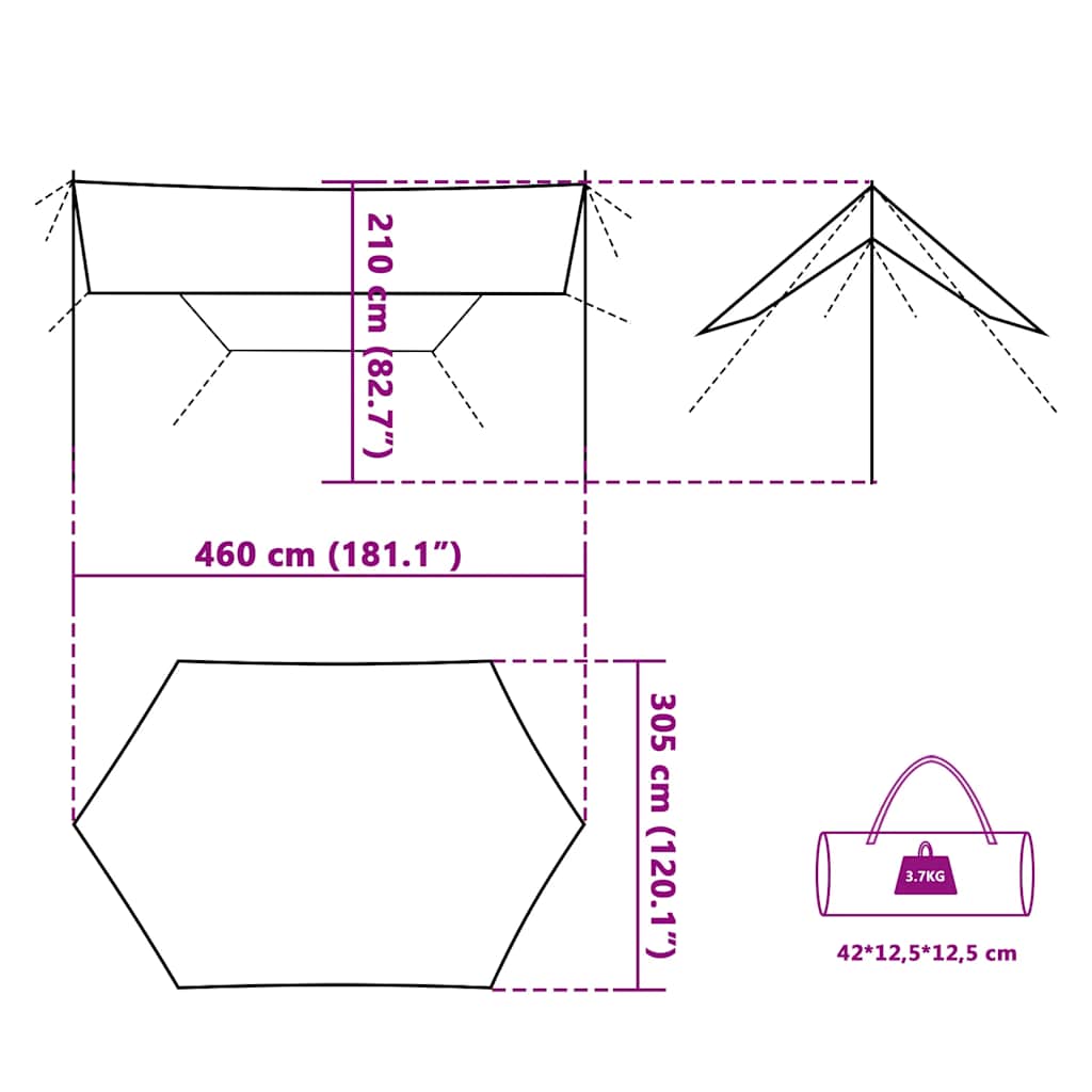 vidaXL Tarp Grün 460x305x210 cm Wasserdicht