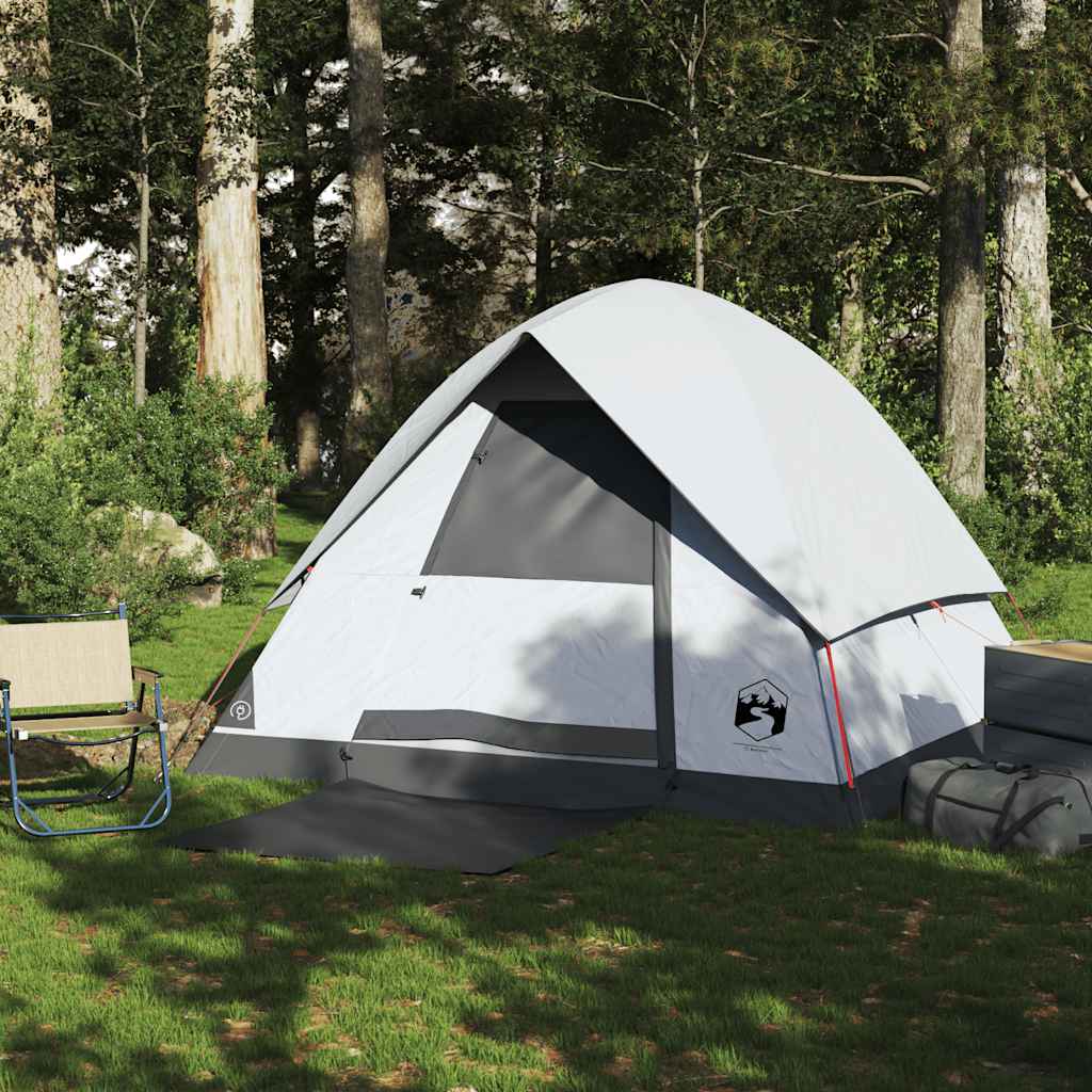 vidaXL Kuppel-Campingzelt 4 Personen Weiß Dunkel Wasserdicht