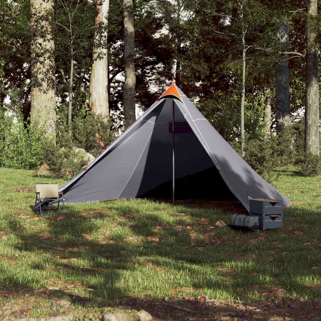 vidaXL Tipi-Familienzelt 7 Personen Grau und Orange Wasserdicht