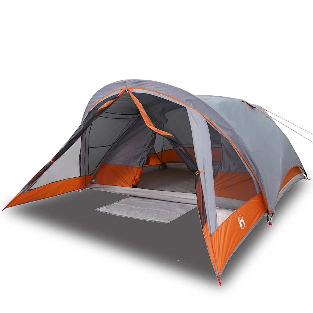 vidaXL Tente de camping 4 personnes Gris et orange Imperméable