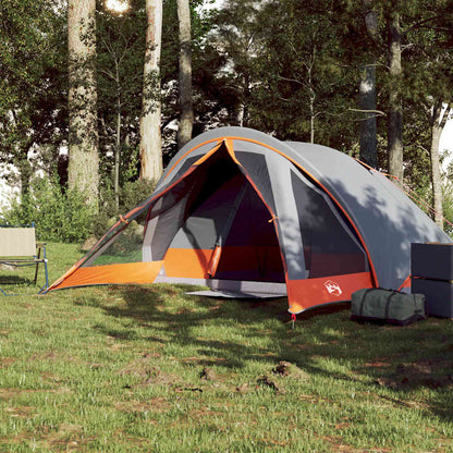 vidaXL Tente de camping 4 personnes Gris et orange Imperméable