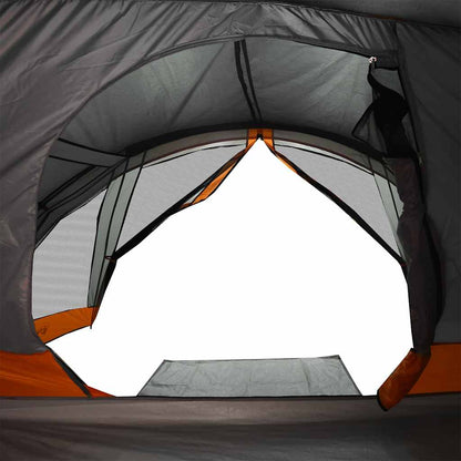 vidaXL Tente de camping 4 personnes Gris et orange Imperméable