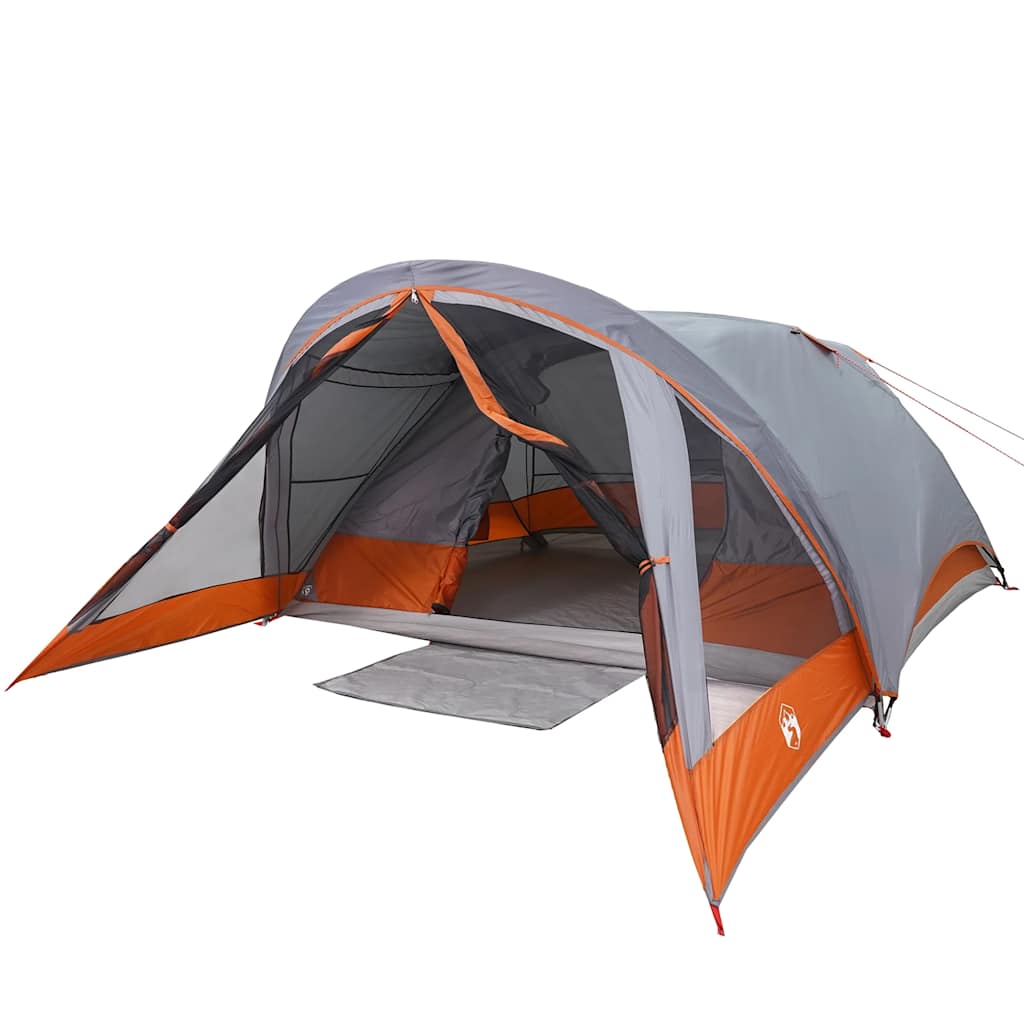 vidaXL Tente de camping 4 personnes Gris et orange Imperméable
