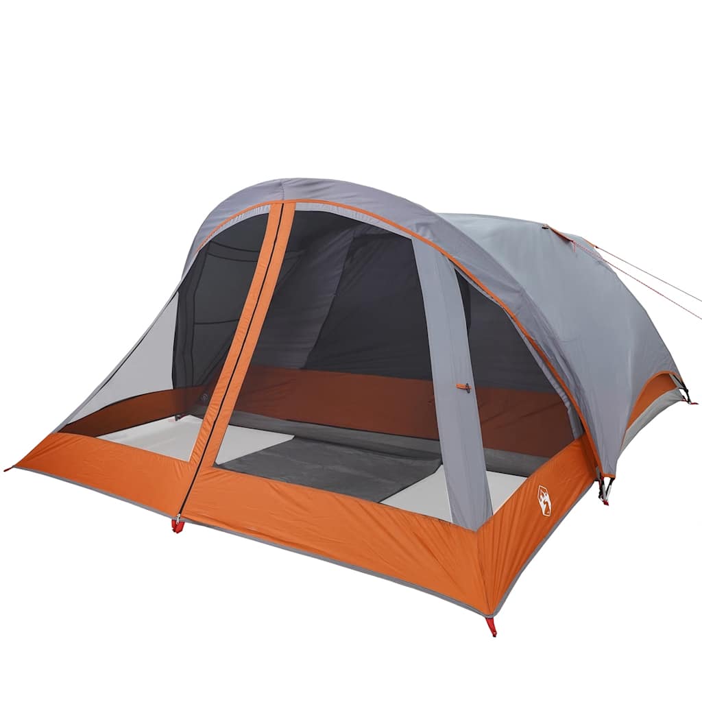 vidaXL Tente de camping 4 personnes Gris et orange Imperméable