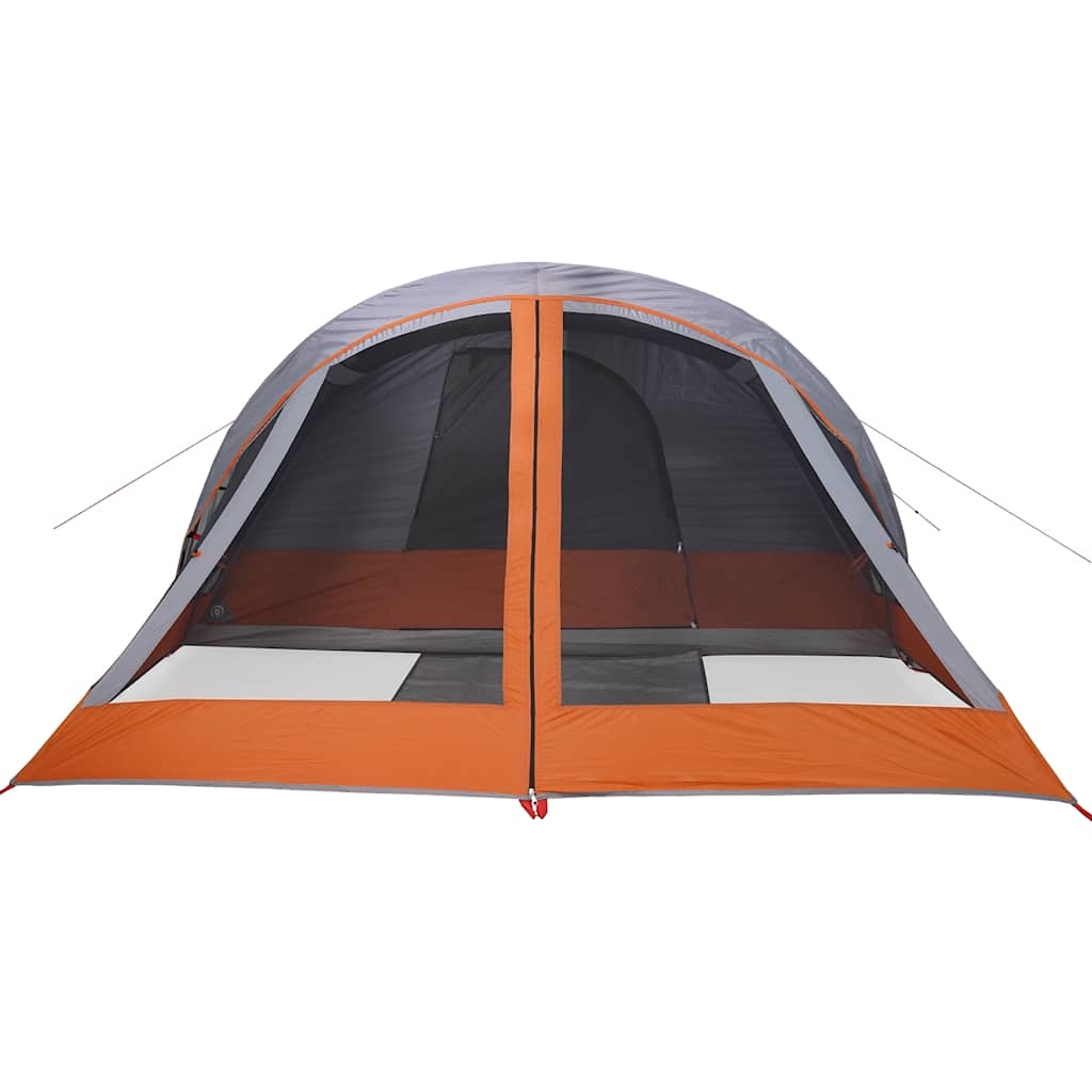 vidaXL Tente de camping 4 personnes Gris et orange Imperméable