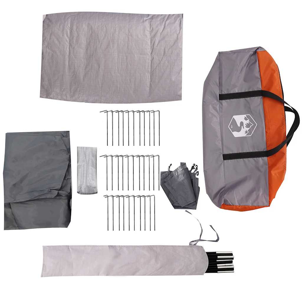 vidaXL Tente de camping 4 personnes Gris et orange Imperméable