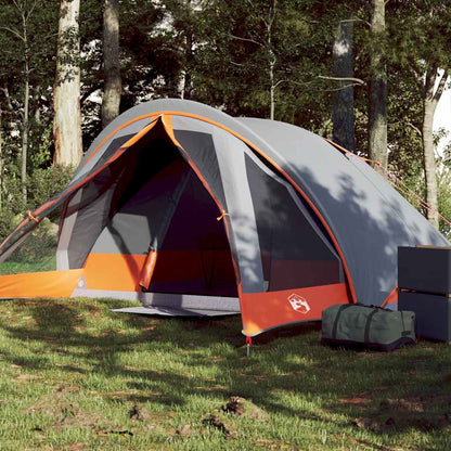 vidaXL Tente de camping 4 personnes Gris et orange Imperméable