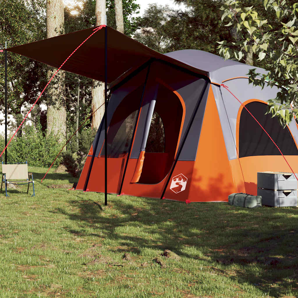 vidaXL Campingzelt 5 Personen Grau und Orange Wasserdicht