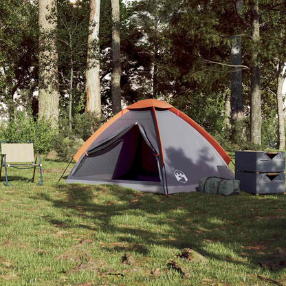 vidaXL Kuppel-Campingzelt 2 Personen Grau und Orange Wasserdicht