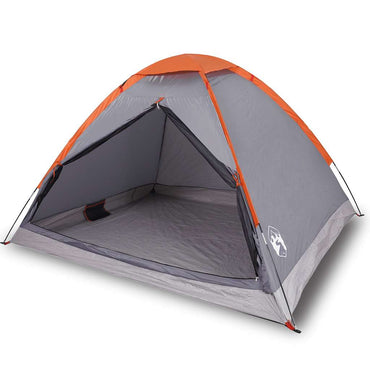 vidaXL Kuppel-Campingzelt 4 Personen Grau und Orange Wasserdicht