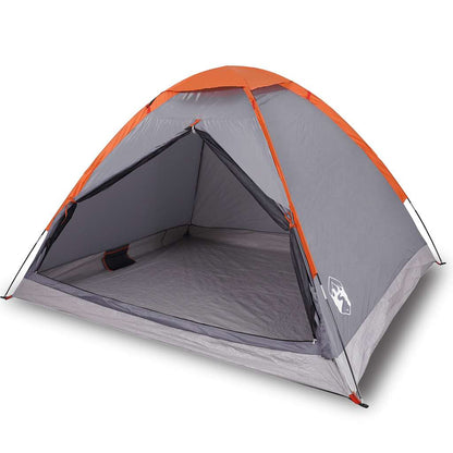 vidaXL Kuppel-Campingzelt 4 Personen Grau und Orange Wasserdicht