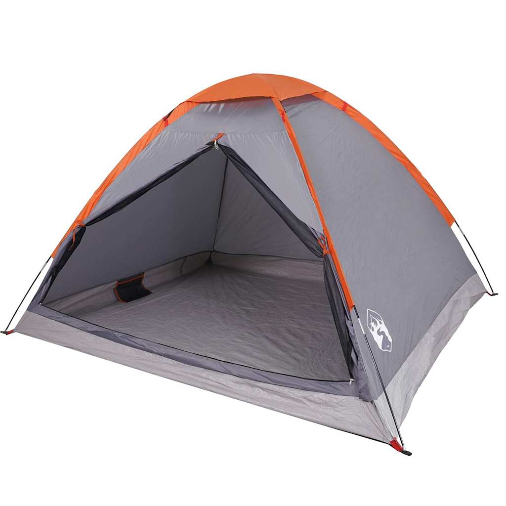 vidaXL Kuppel-Campingzelt 4 Personen Grau und Orange Wasserdicht