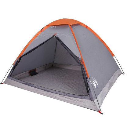 vidaXL Kuppel-Campingzelt 4 Personen Grau und Orange Wasserdicht