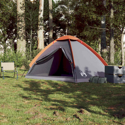 vidaXL Kuppel-Campingzelt 4 Personen Grau und Orange Wasserdicht