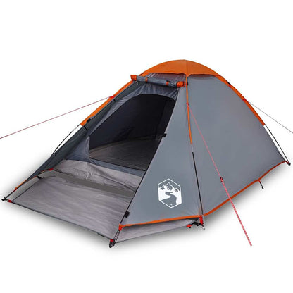 vidaXL Kuppel-Campingzelt 2 Personen Grau und Orange Wasserdicht