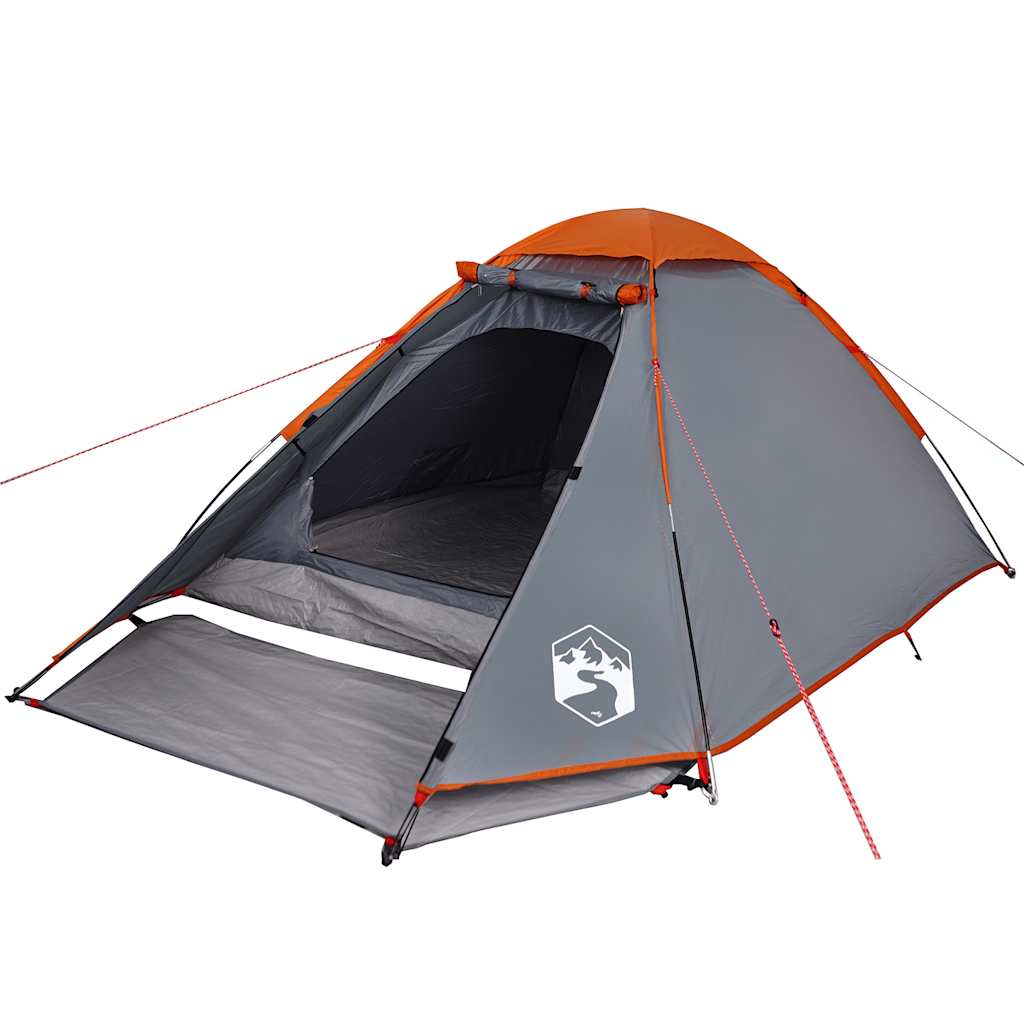 vidaXL Kuppel-Campingzelt 2 Personen Grau und Orange Wasserdicht